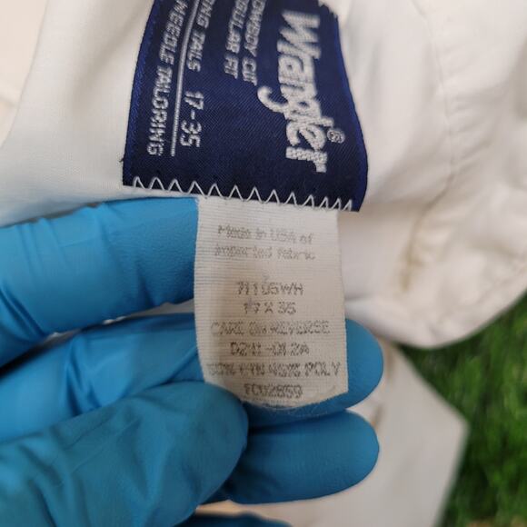 VTG 90s Wrangler "Made in USA" Cowboy Cut Western Shirt XL (Tagged 17x35) - Picture 7 of 7